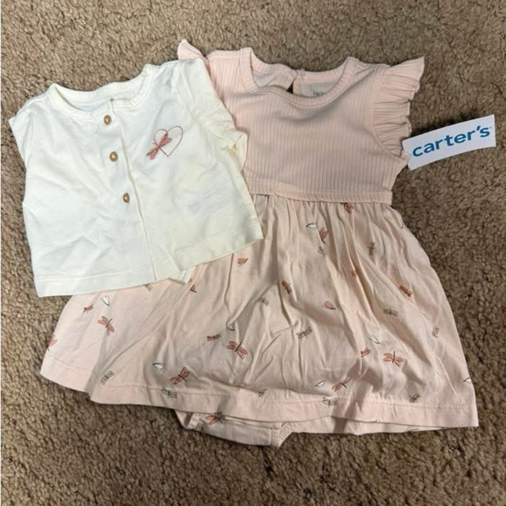 Carter's Pink and White Baby Dress Set